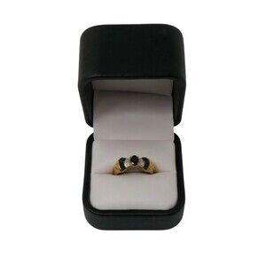 Sanuk 10k Yellow Gold Sapphires and Diamond Accent Bow Tie Shaped Ring Size 6.5